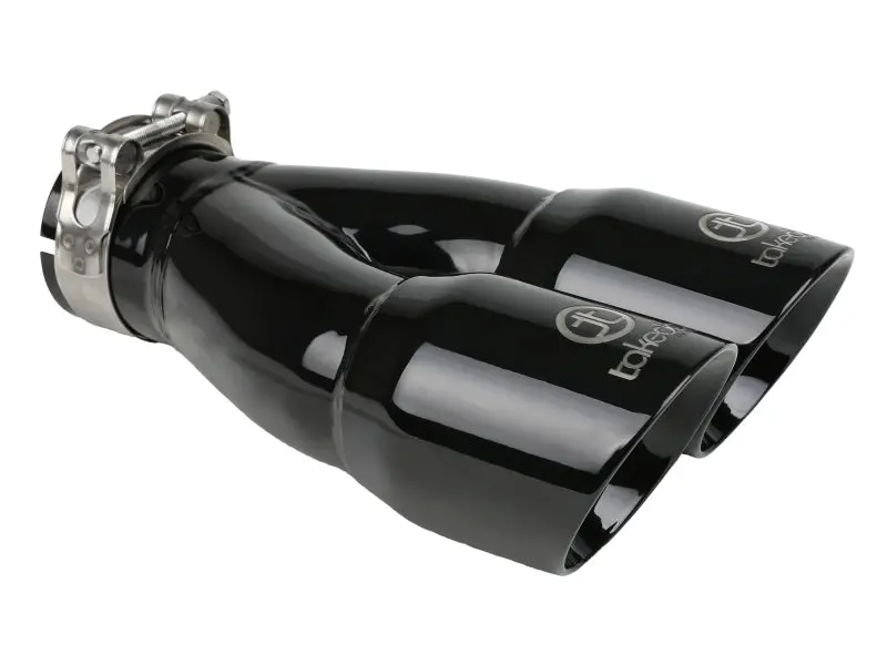 Afe Takeda 2.5In 304 Stainless Steel Clamp-On Exhaust Tip 2.5In Inlet 3In Dual Outlet - Black 1