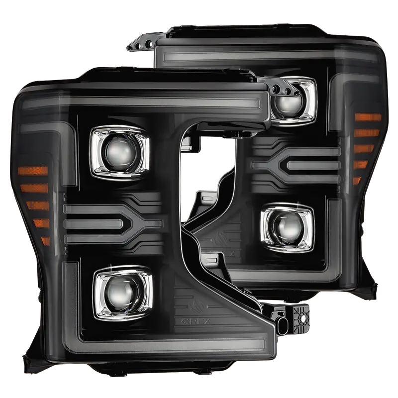 Alpha Rex 20-22 Ford Super Duty Luxx-Series Led Projector Headlights Black 1