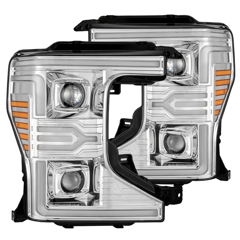 Alpha Rex 20-22 Ford Super Duty Luxx-Series Led Projector Headlights Chrome 1