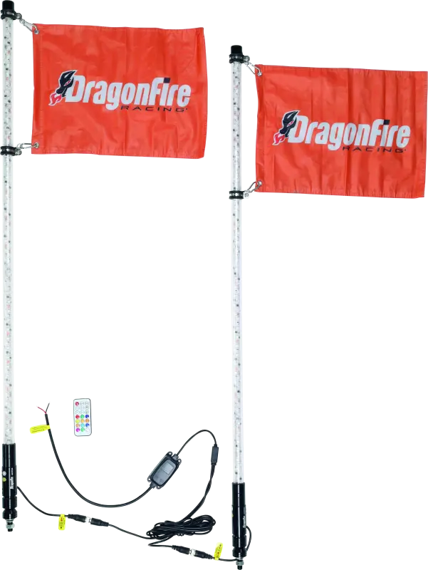 Dragonfire Racing Whips - 4Ft Spiral Led Clear Pair 1