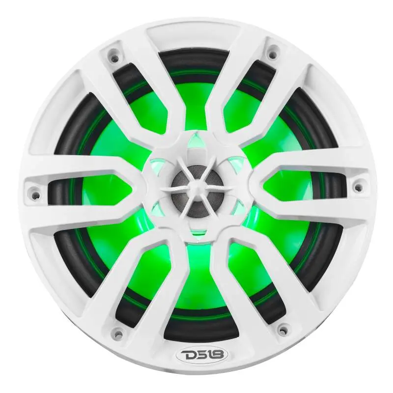 Ds18 Nxl Series Coaxial Marine Speaker W/ Rgb Lights 8In 2-Way 125 Watts Rms 4 Ohm White 1
