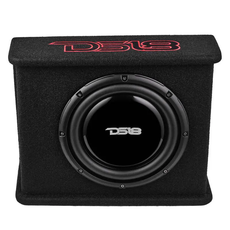 Ds18 Single 10In Shallow Subwoofer And Enclosure 350 Watts Rms Amplified Sealed Black Carpet 1