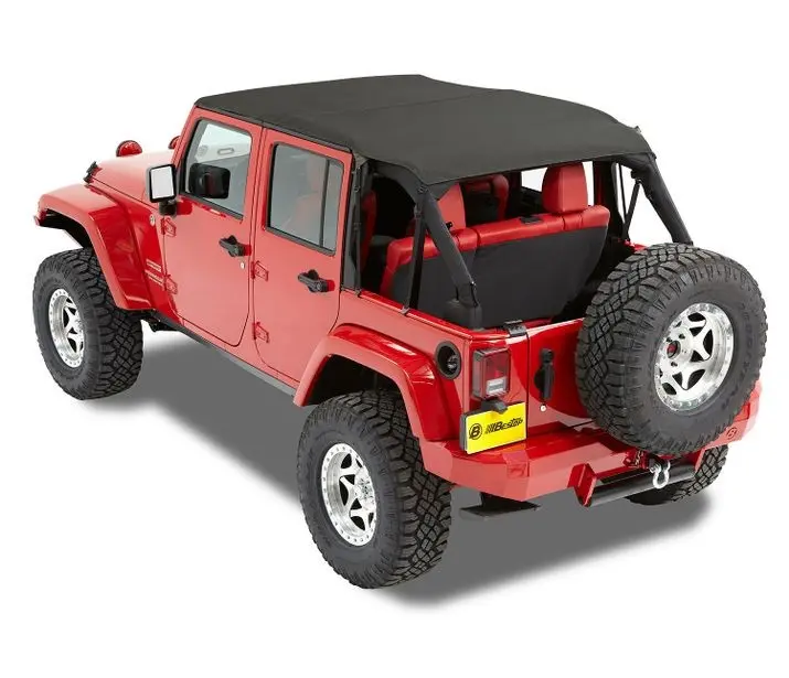 Bestop 52594-35 Header-Style Safari Bikini Top – Black Diamond, Compatible With 2010–2018 Jeep Wrangler Jk 4-Door 1