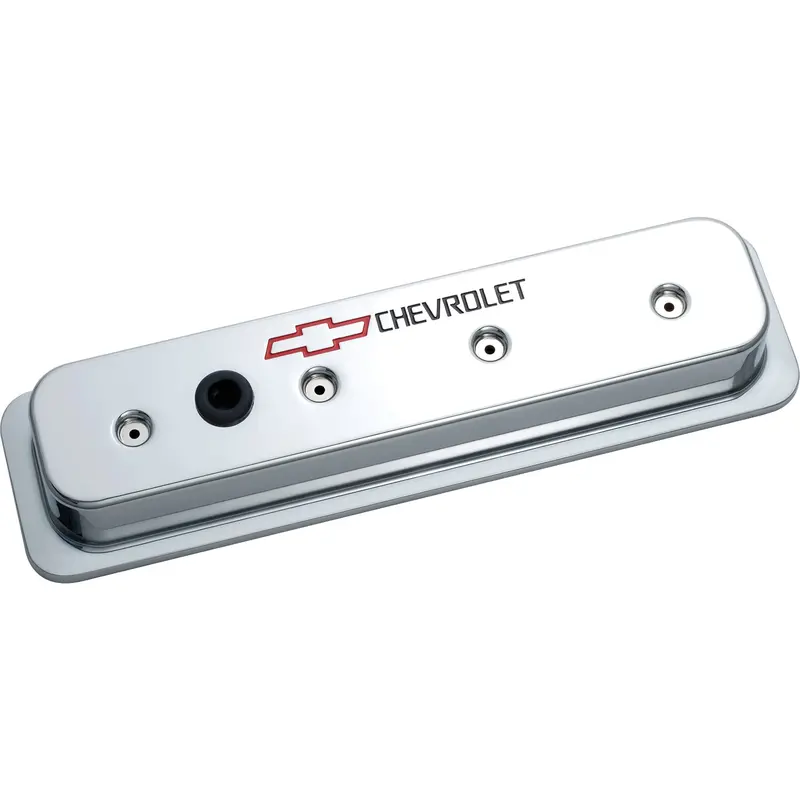 Proform 141-132 Chrome Center-Bolt Valve Covers For Small-Block Chevy Engines – Die-Cast With Bowtie Logo 1