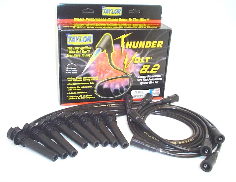 Taylor Thundervolt 8.2Mm Ignition Wire Set – Black Jacket, Oe-Spec Spark Plug Boots, 9.5-Inch Length 1